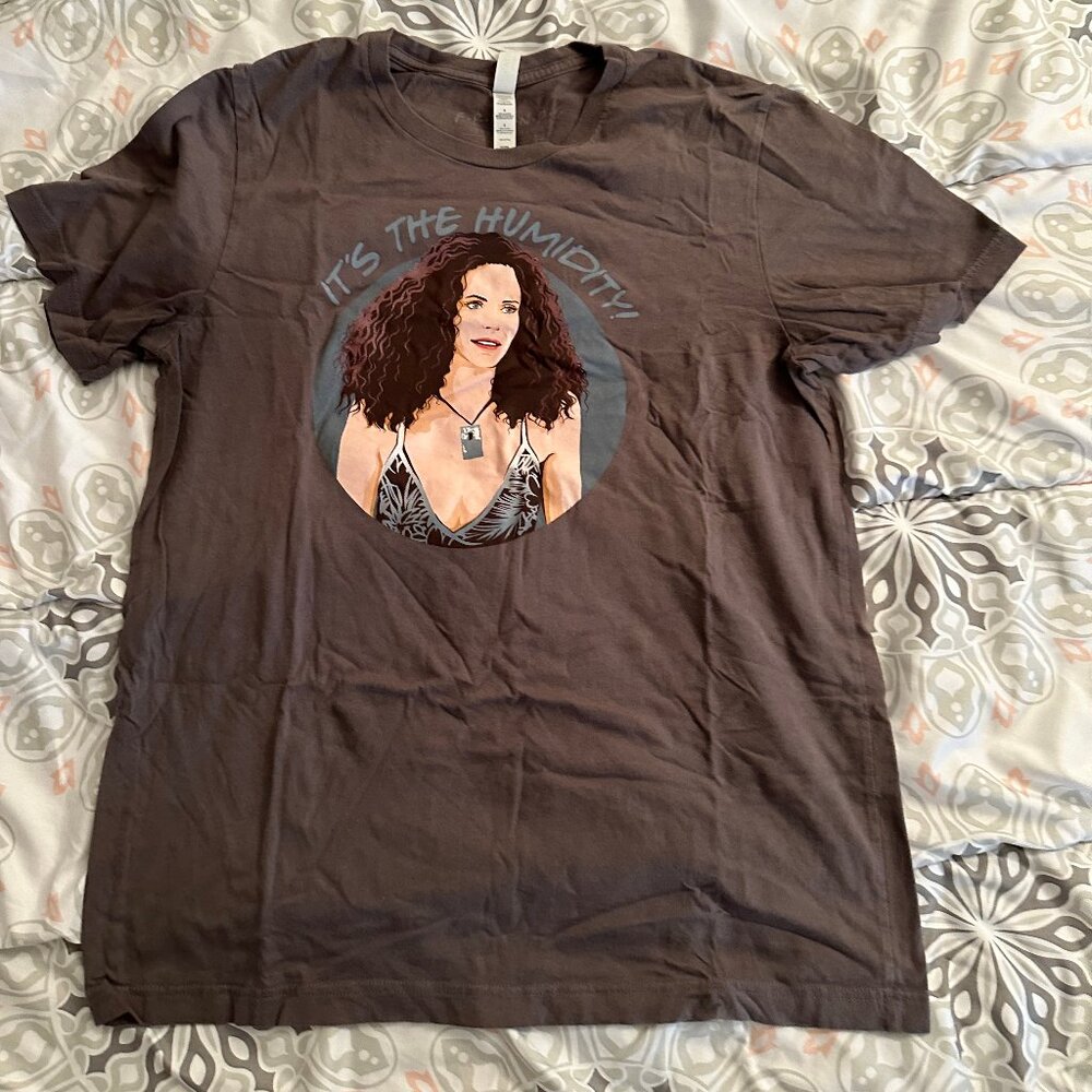 FRIENDS TV Show T-Shirt Women's Fitted Grey IT'S THE HUMIDITY Monica